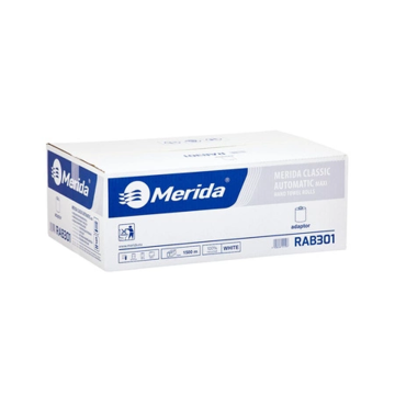MERIDA Ręczniki papierowe w roli z adaptorem CLASSIC AUTOMATIC MAXI, jednowarstwowe,białe, średnica 19,5 cm, długość 250 m,  (k/6)