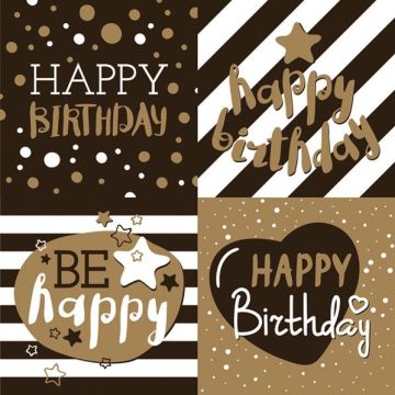 Napkins 33x33 MAKI GENERAL 0428 01 Golden Happy Brithday, 20 pcs