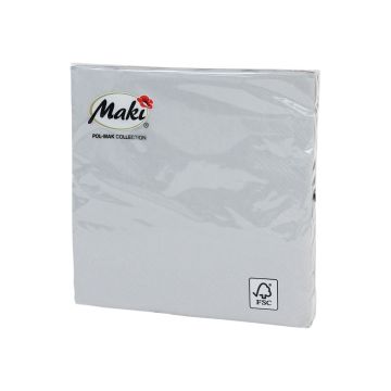 Napkins 33x33 MAKI GENERAL set 0055 01, 20 pcs. SILVER