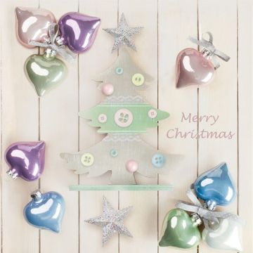 Napkins 33x33 MAKI Christmas 0181 01 Pastel Baubles & Xmas Tree, 20 pcs