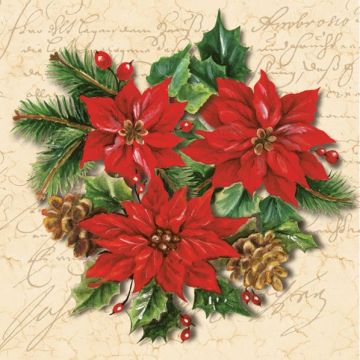 Napkins 33x33 MAKI Christmas 0188 01 Poinsettia Composition, 20 pcs