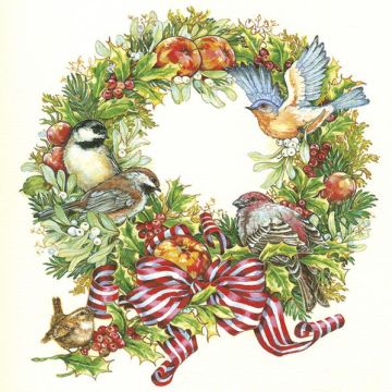 Serwetki 33x33 MAKI GWIAZDKA 0213 01 Christmas Wreath with Birds op. 20 sztuk