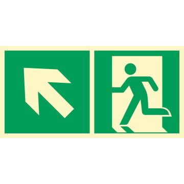 Direction to emergency exit up left CE - 150 x 300mm AE091CEFE